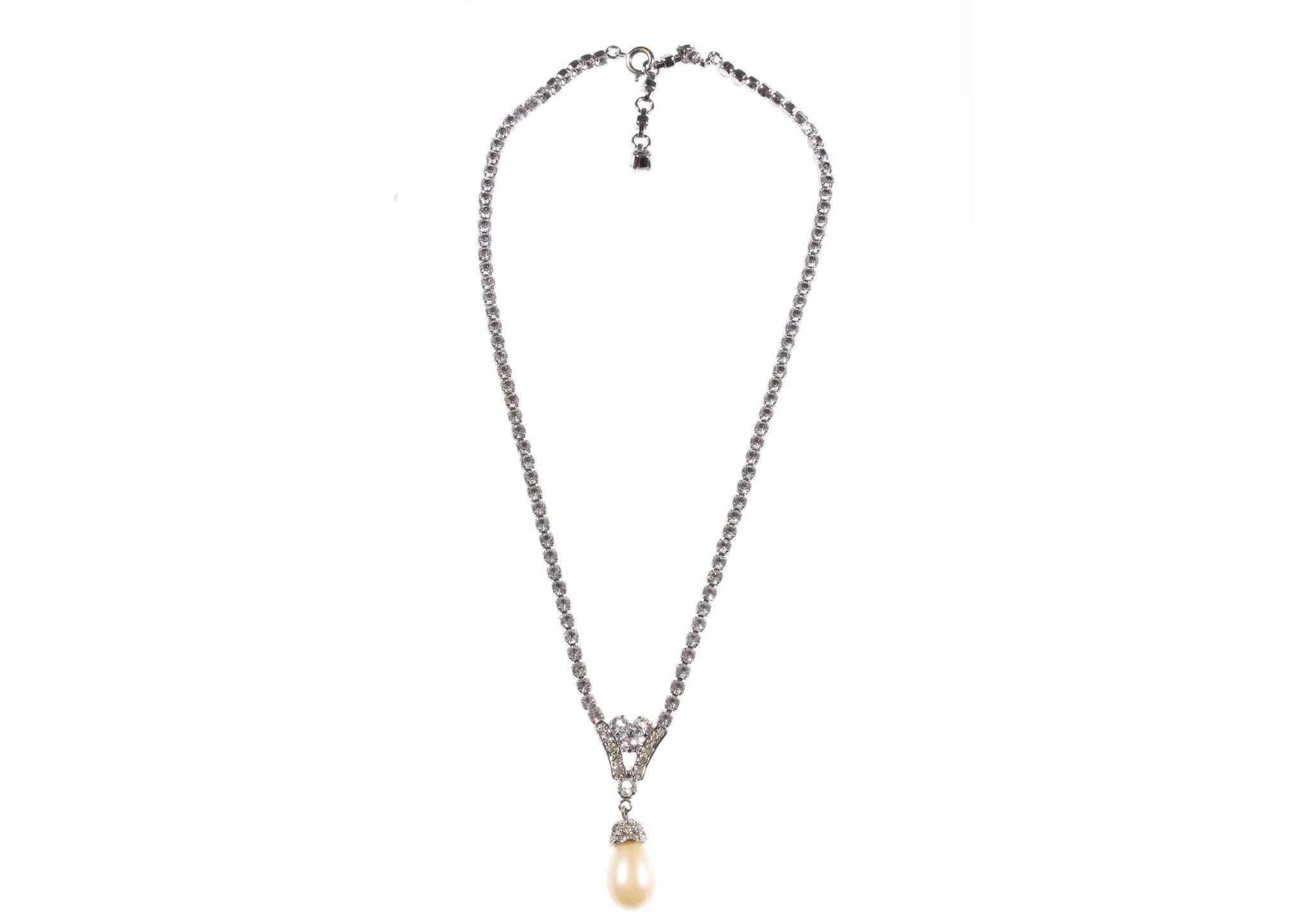 Diamante necklace with pearl pendant