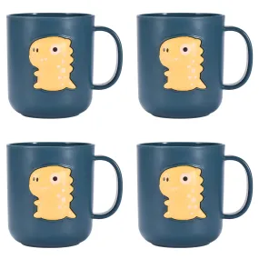 Dinosaur Mugs For Kids - Set Of 4 Plastic Mug In Assorted Colors - Dino Cups