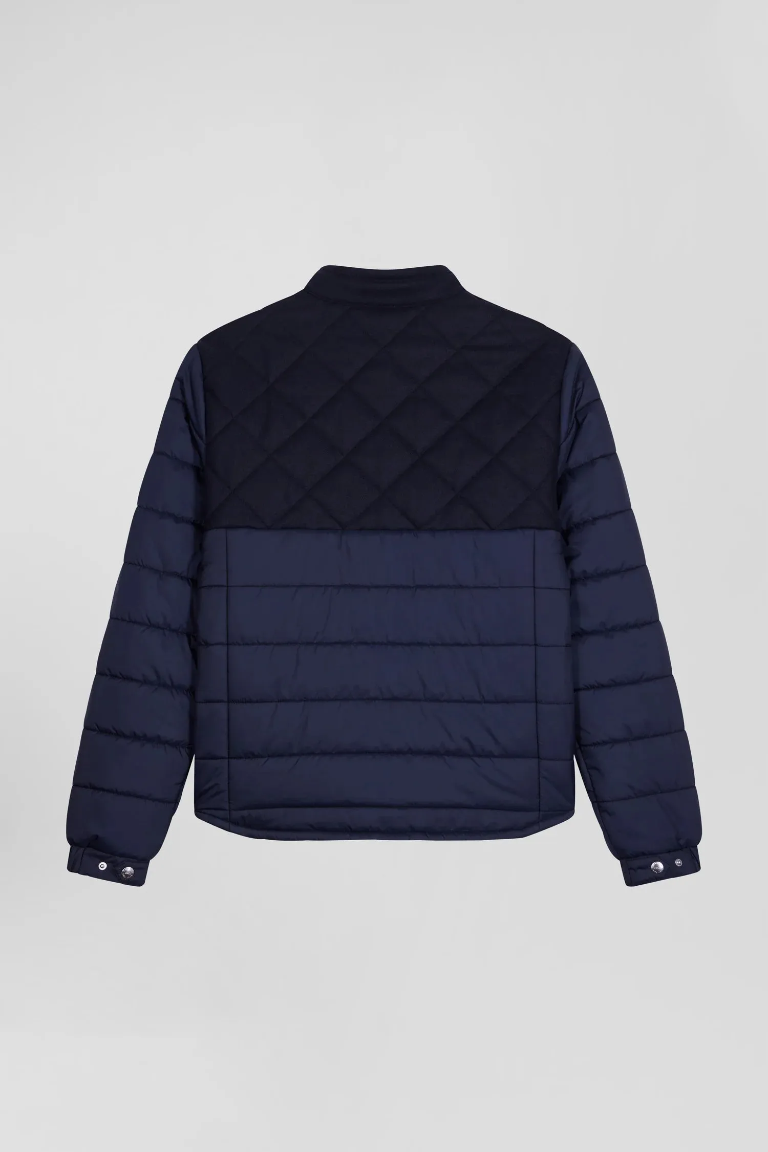 Eden Park Long-Sleeved Double Quilted High Collar Down Jacket - Navy