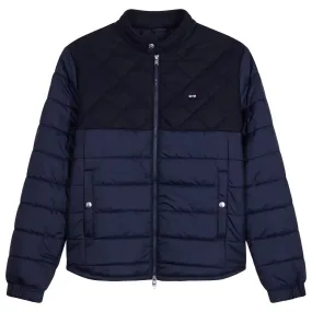 Eden Park Long-Sleeved Double Quilted High Collar Down Jacket - Navy