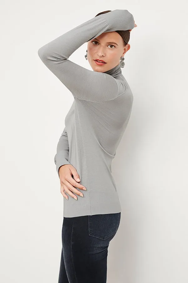 Elizabeth Turtleneck - Silk Jersey :: Pale Gray