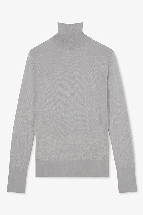 Elizabeth Turtleneck - Silk Jersey :: Pale Gray