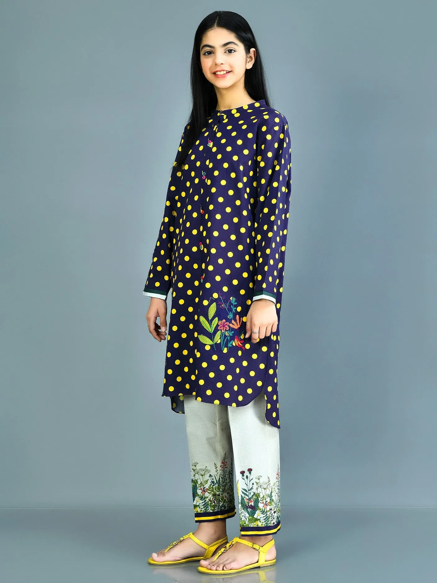 Embroidered Polka Dot Suit