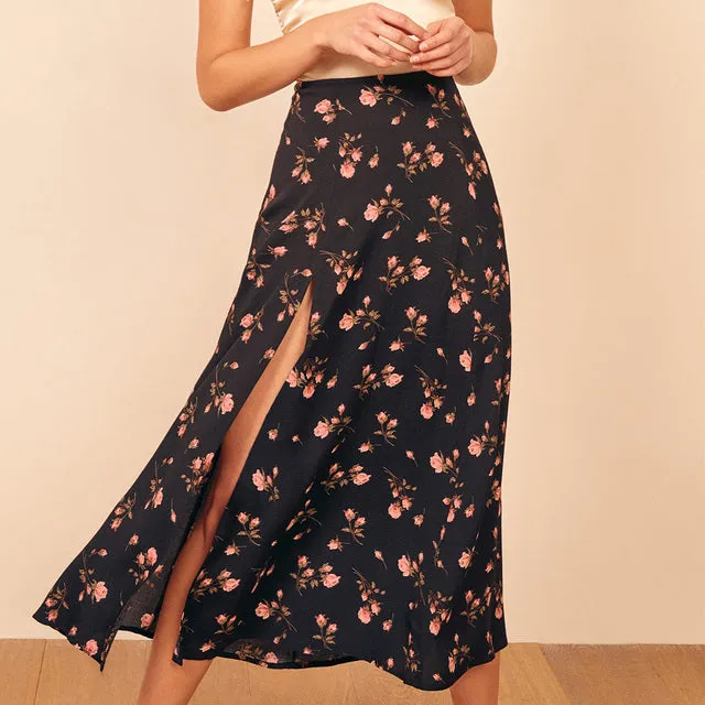 Emilia Midi Long Slit Maxi Skirt