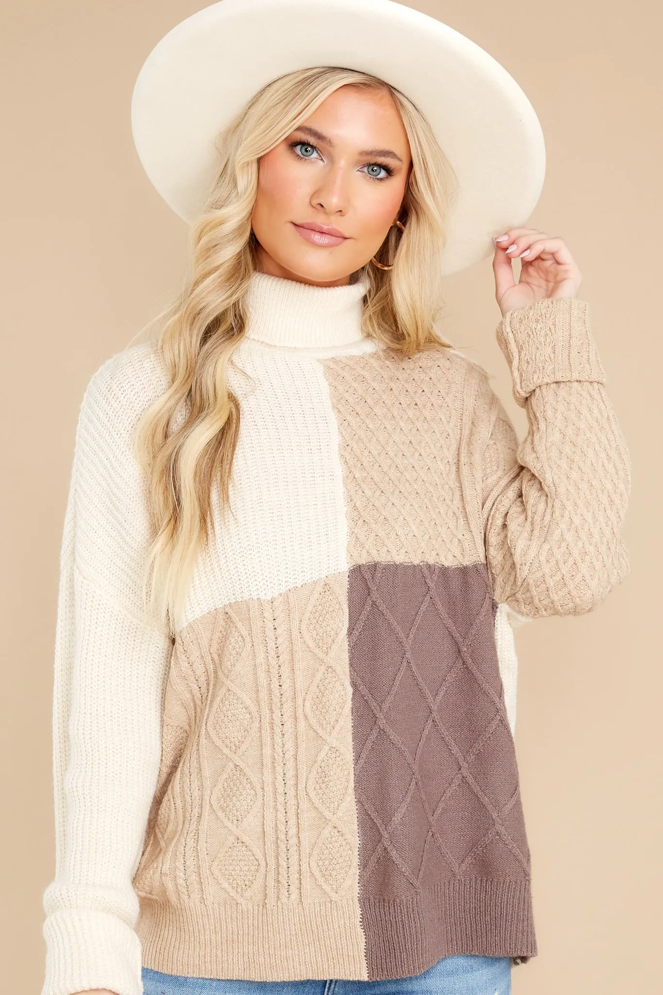 Endless Snuggles Tan Colorblock Sweater