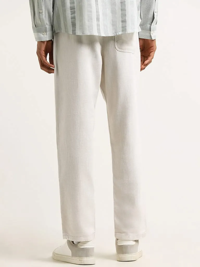 ETA White Mid Rise Cotton Relaxed Fit Trousers