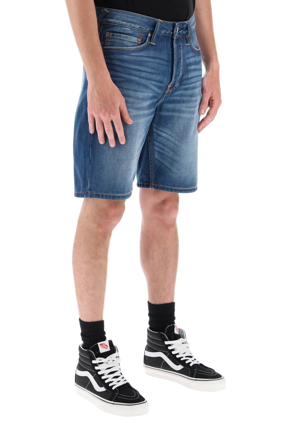 Evisu graffiti daruma denim shorts