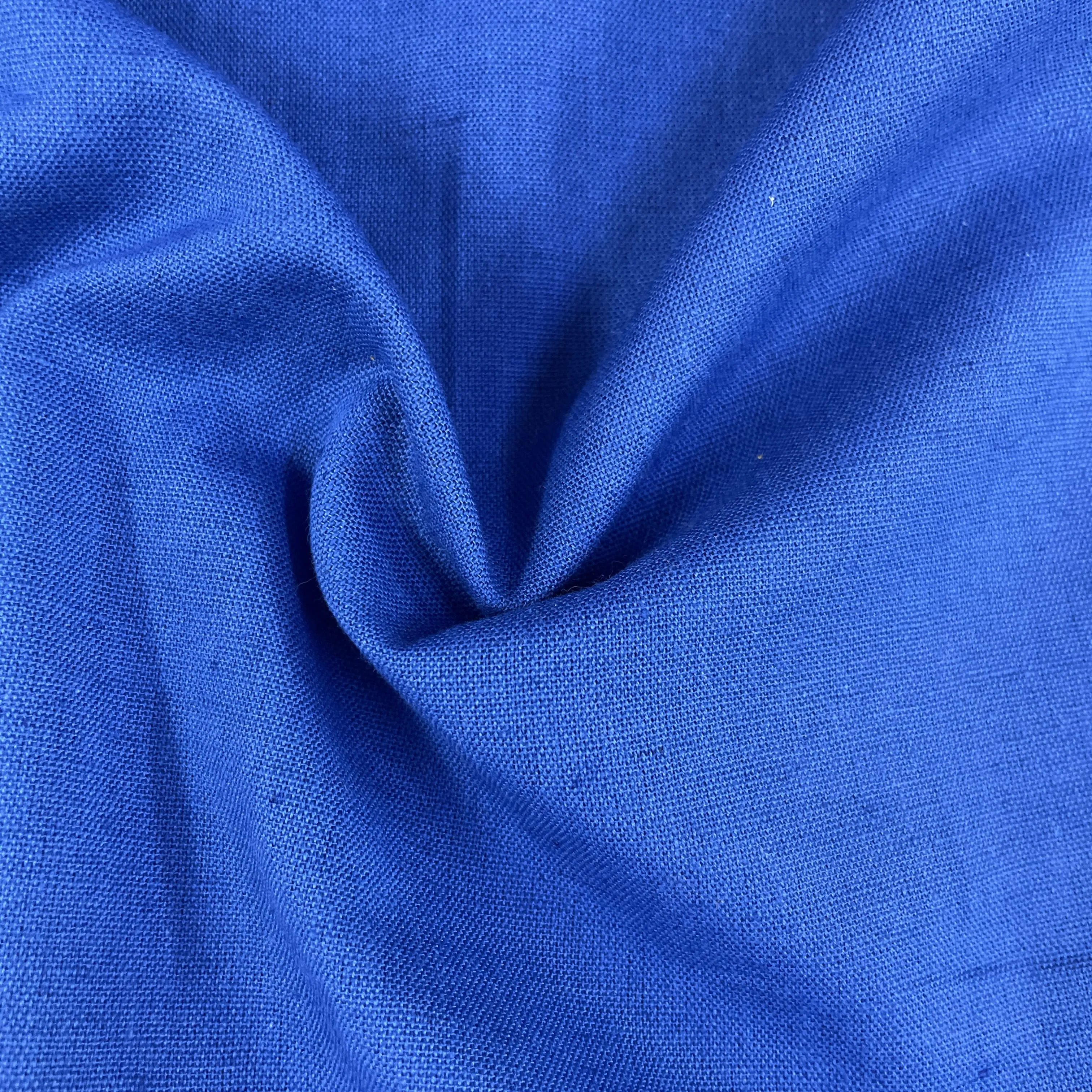 Exclusive Cotton Linen Slub Dark Blue Solid Fabric Fabric