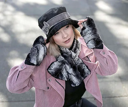 Fingerless / Texting Gloves, Reversible - Luxury Faux Fur in Honey Badger  -  Sold Out