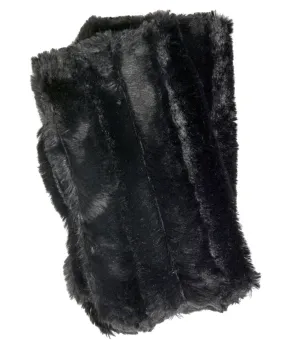 Fingerless / Texting Gloves, Reversible - Minky in Black Faux Fur