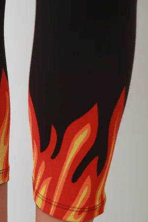 Flame Print Cropped Leggings