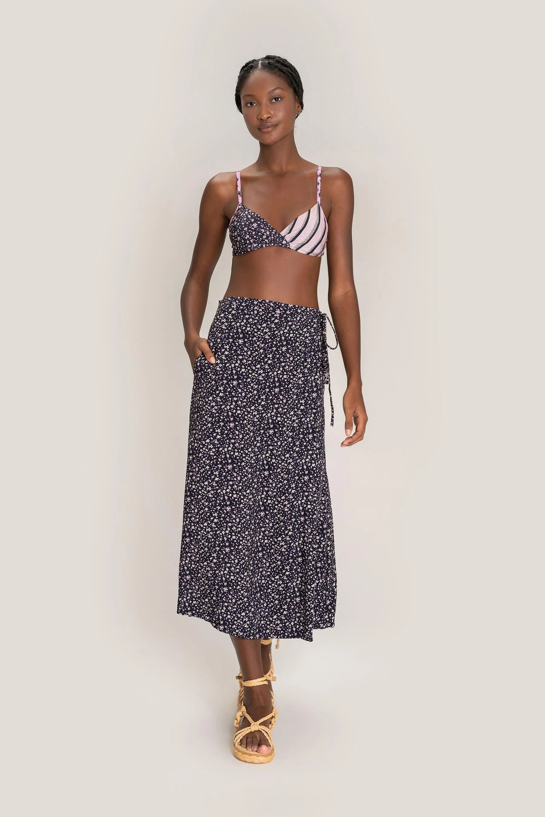 Flora Wrap Midi Skirt