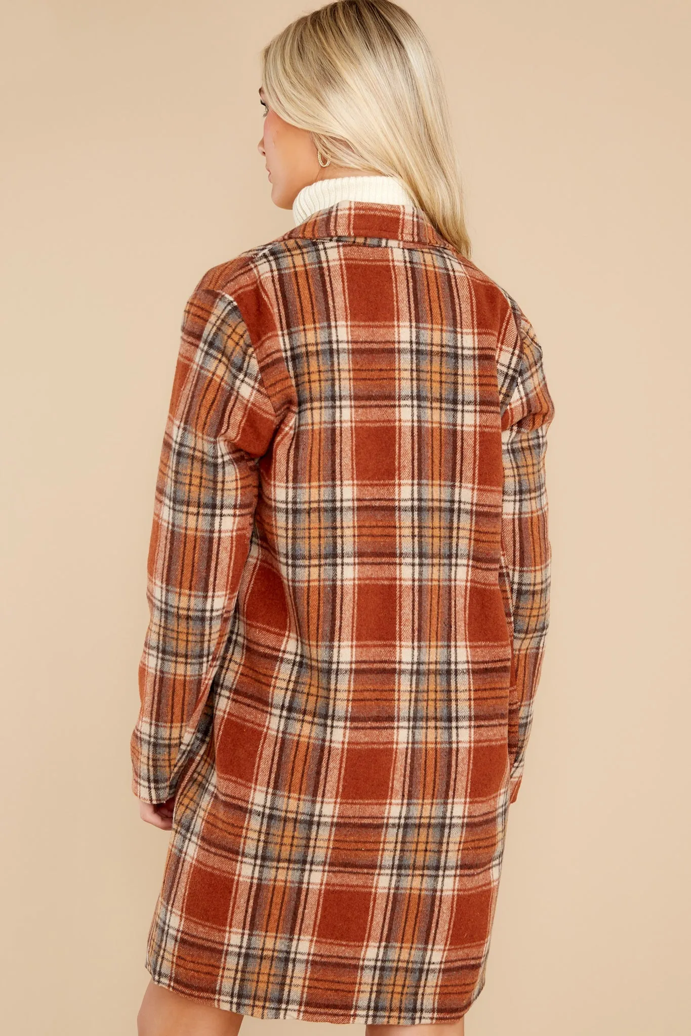 Fondly Familiar Chestnut Plaid Coat