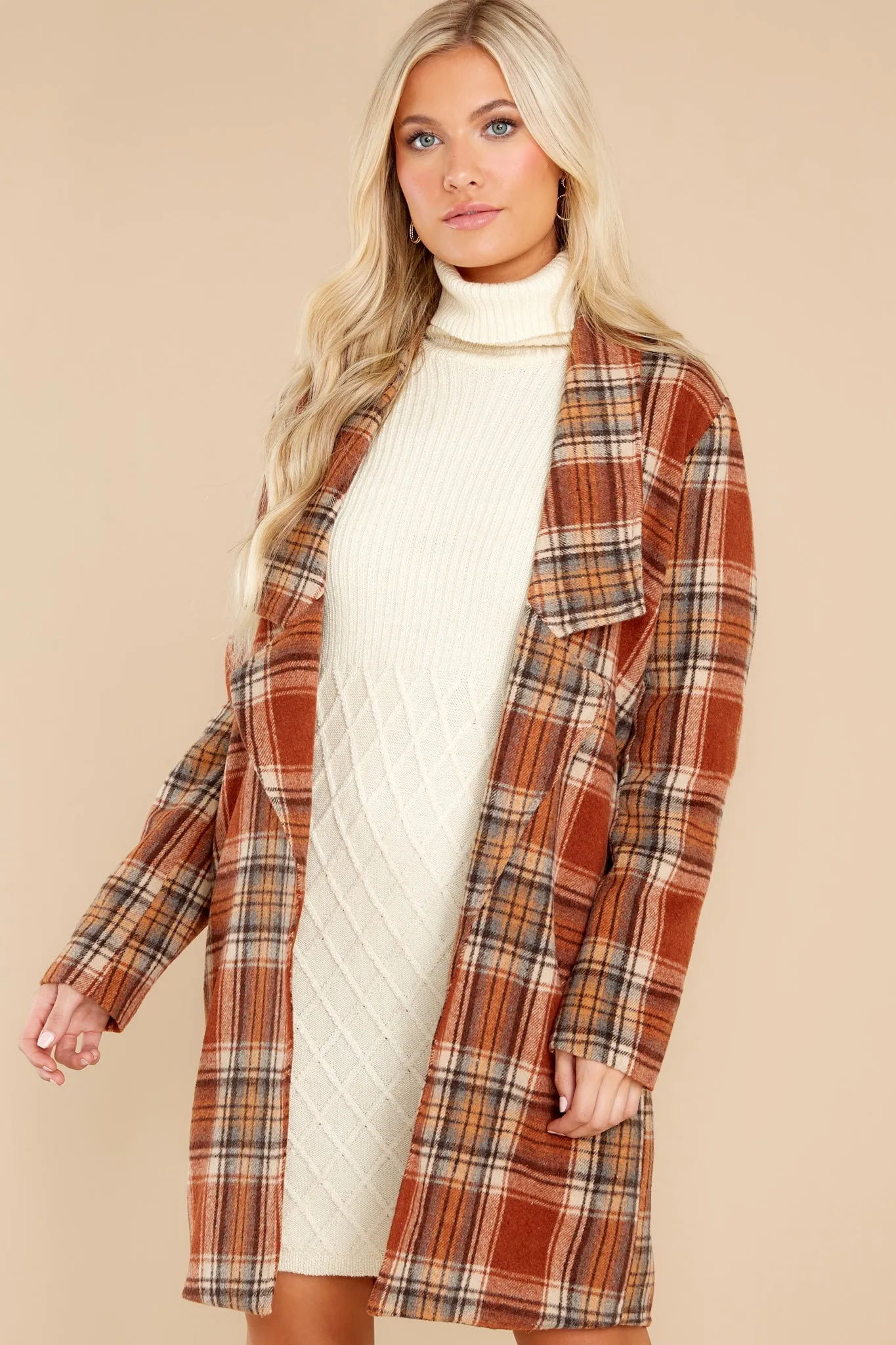 Fondly Familiar Chestnut Plaid Coat