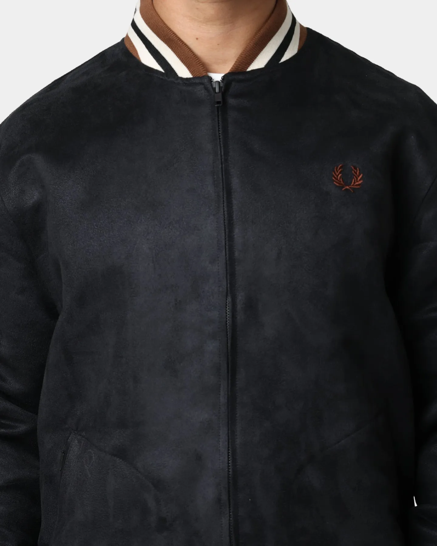 Fred Perry Suedette Tennis Bomber Jacket Black