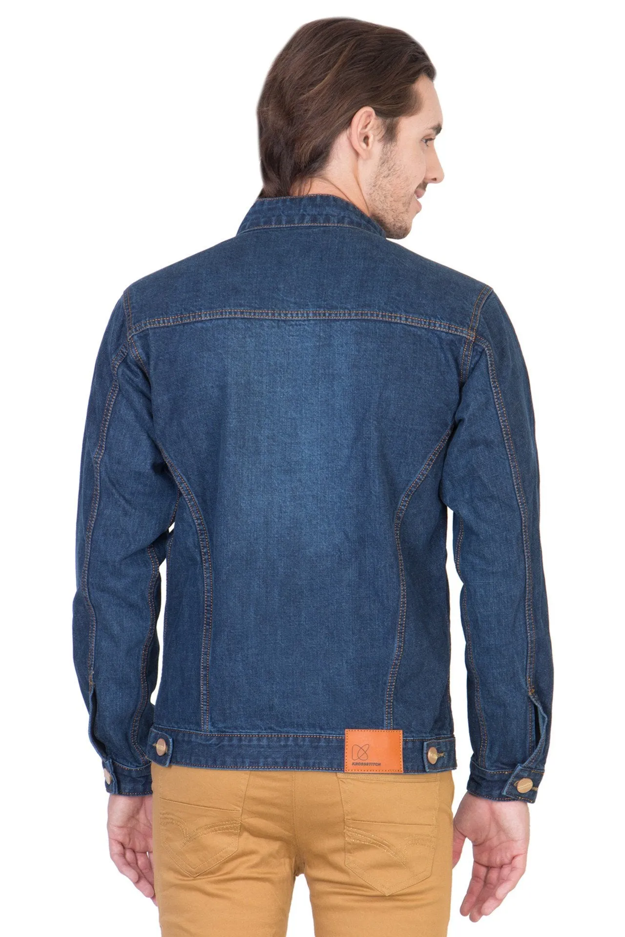 Full Sleeve Blue Men's Denim Jacket with Zipper