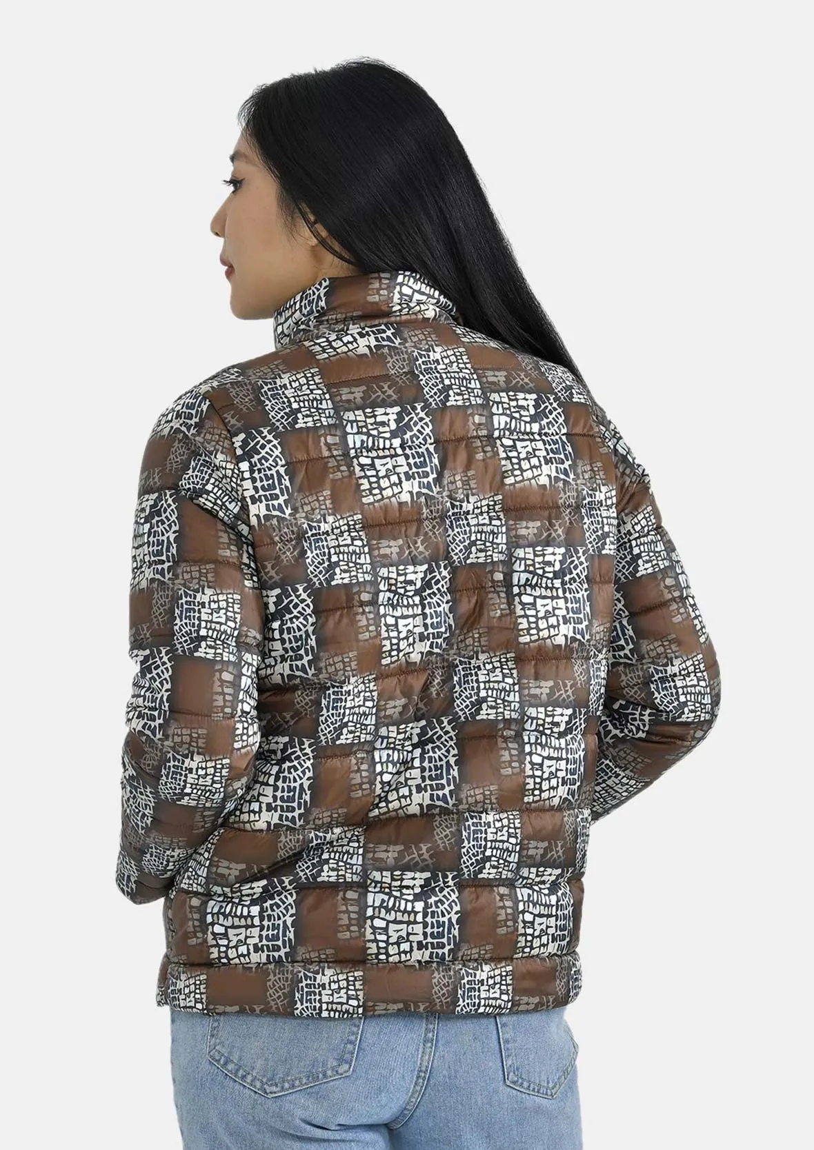 Geo Squares Quilted Padded Jacket