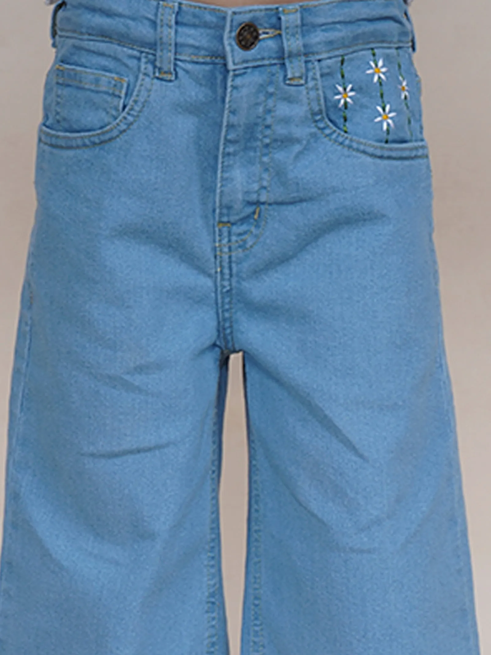 Girls Floral Embroidered Jeans