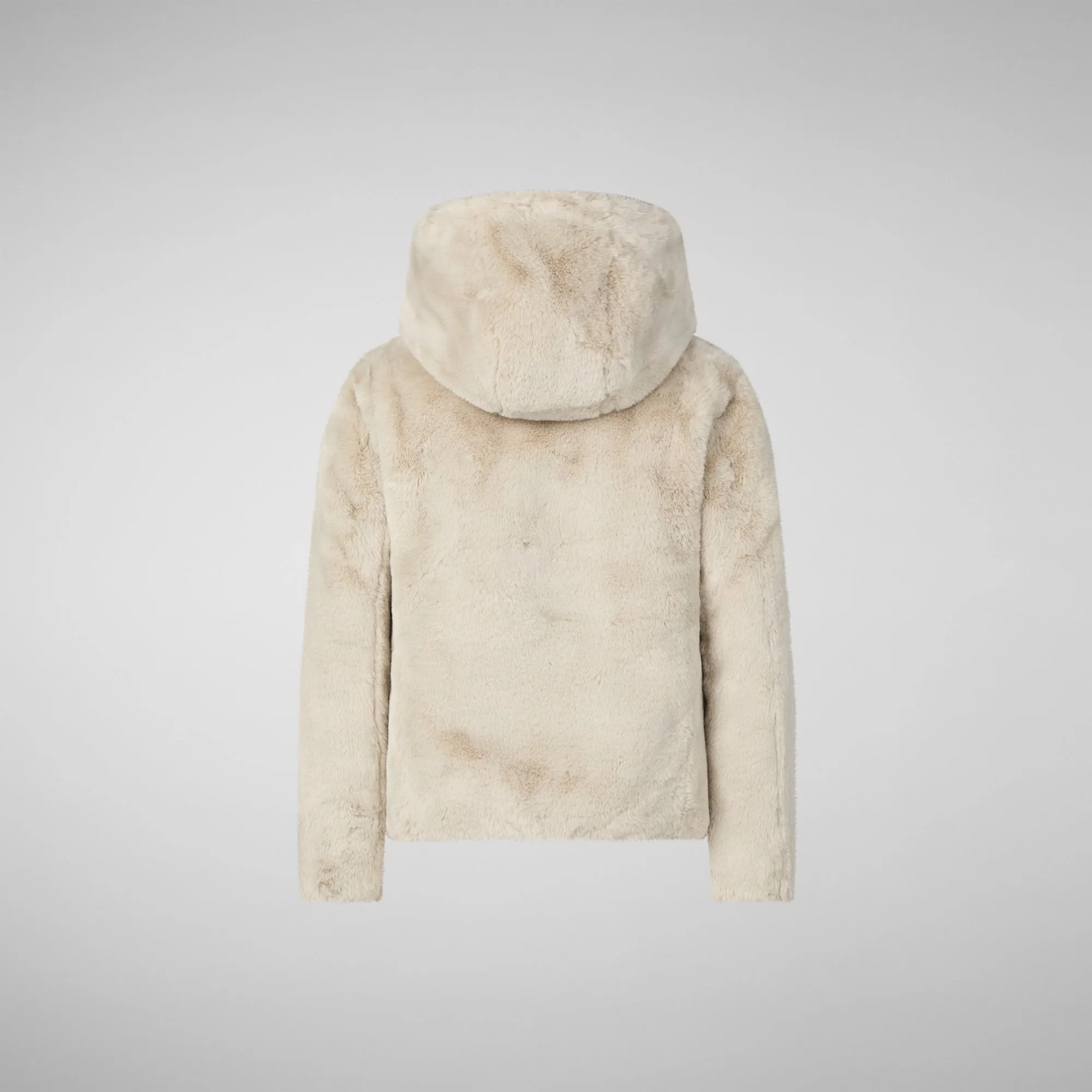 Girls' hooded reversible jacket Chloe in rainy beige