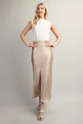 Glow Satin Skirt - Taupe