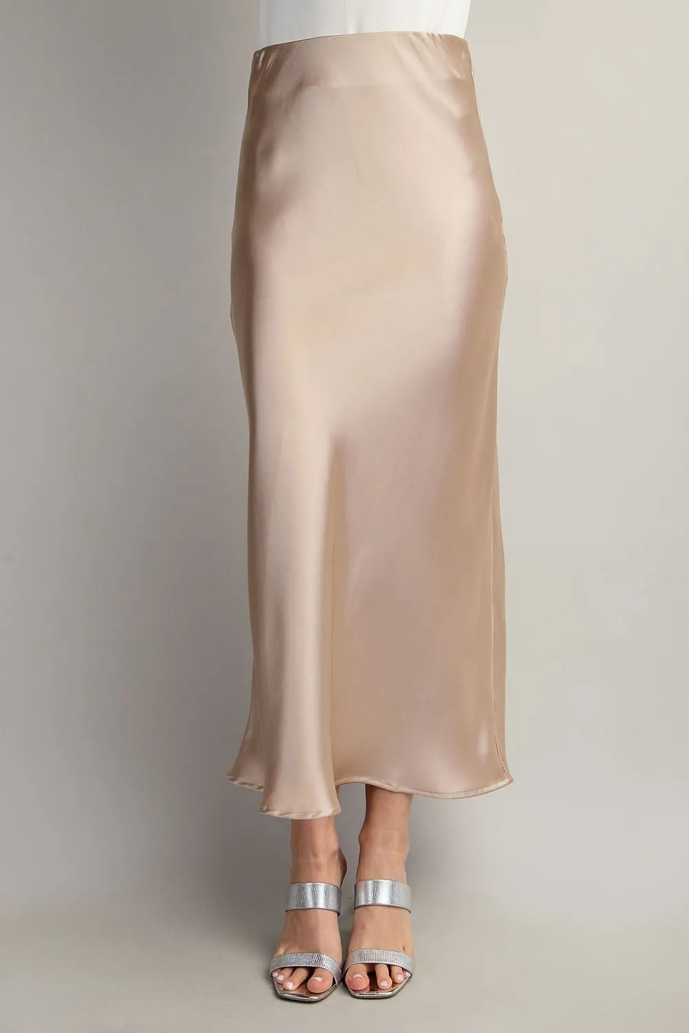 Glow Satin Skirt - Taupe