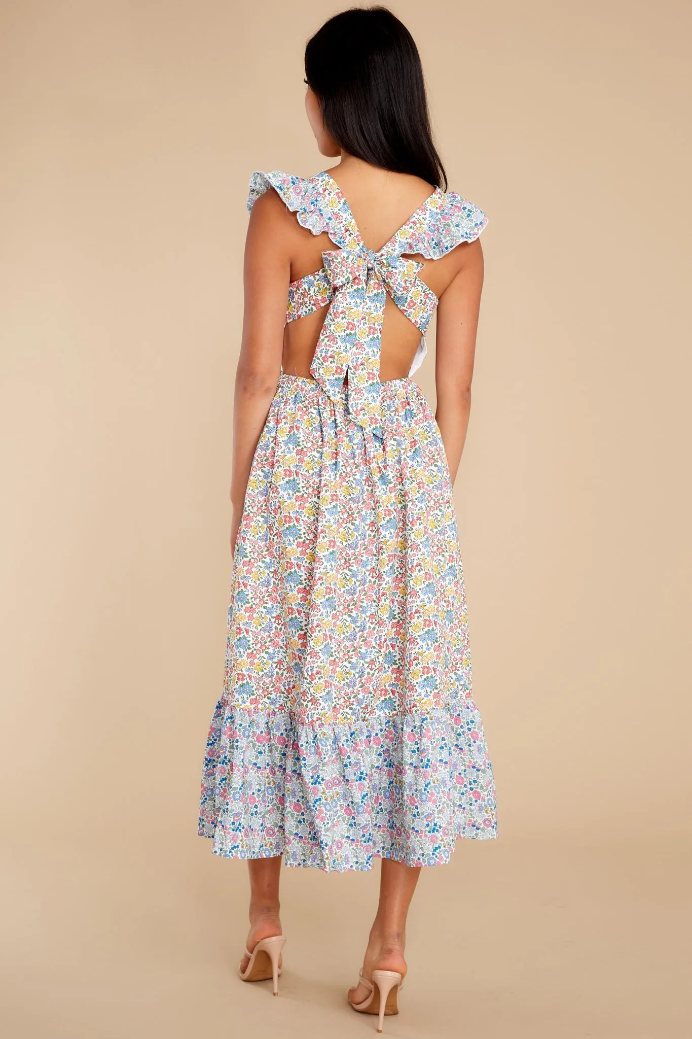 Goodbye For Now Blue Multi Floral Print Dress