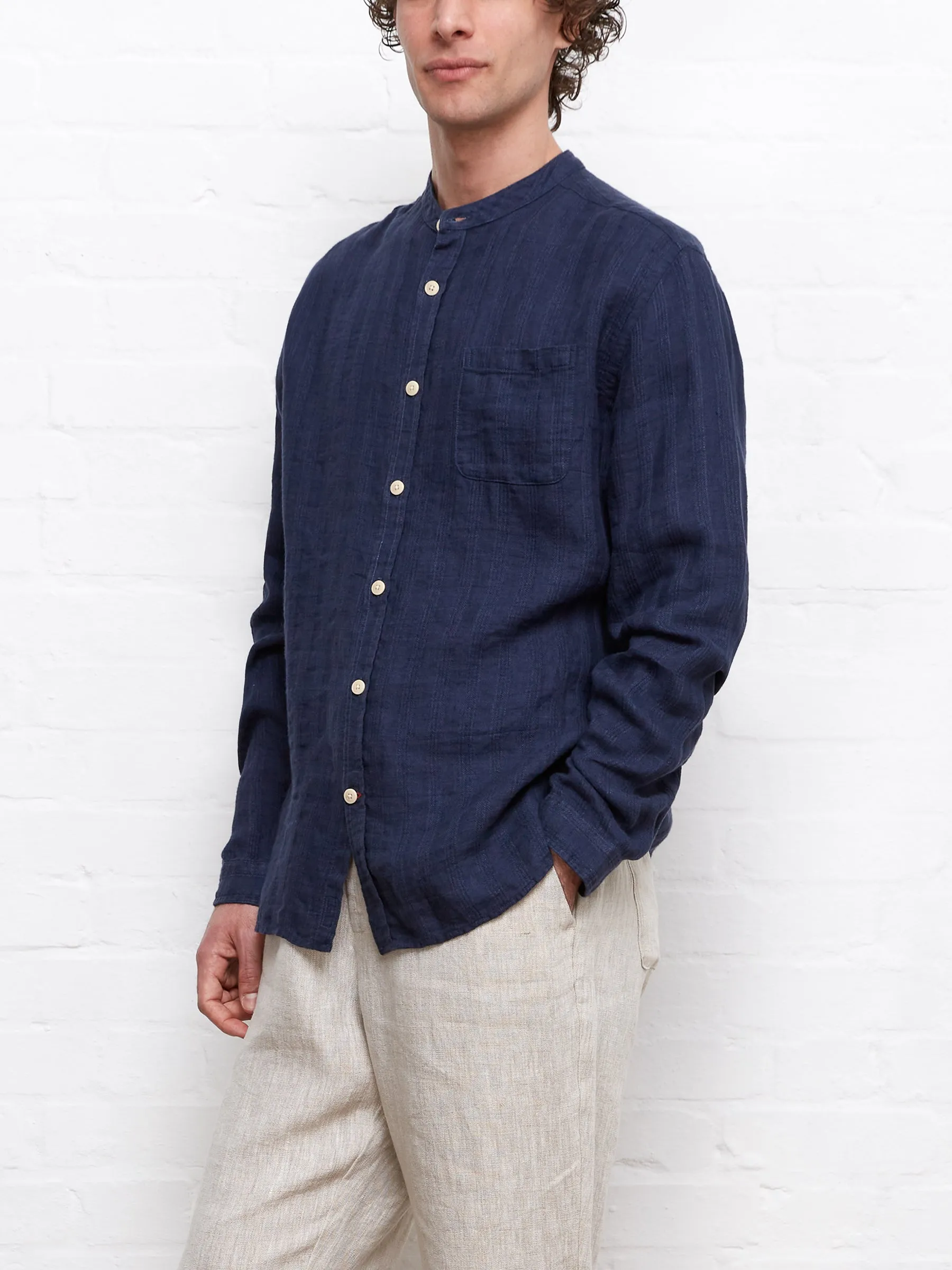 Grandad Shirt Arnold Navy