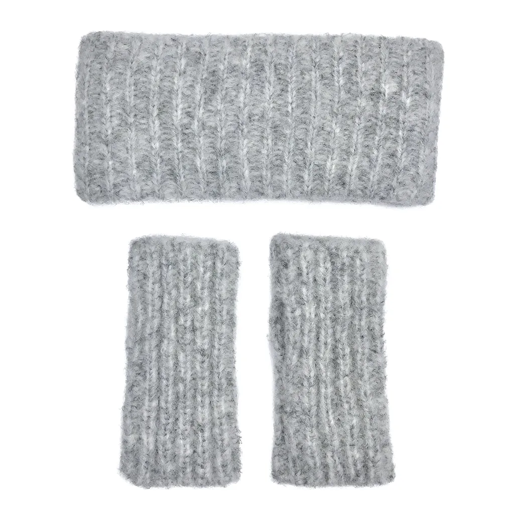 Gray Ribbed Alpaca Ear Warmer by SLATE   SALT