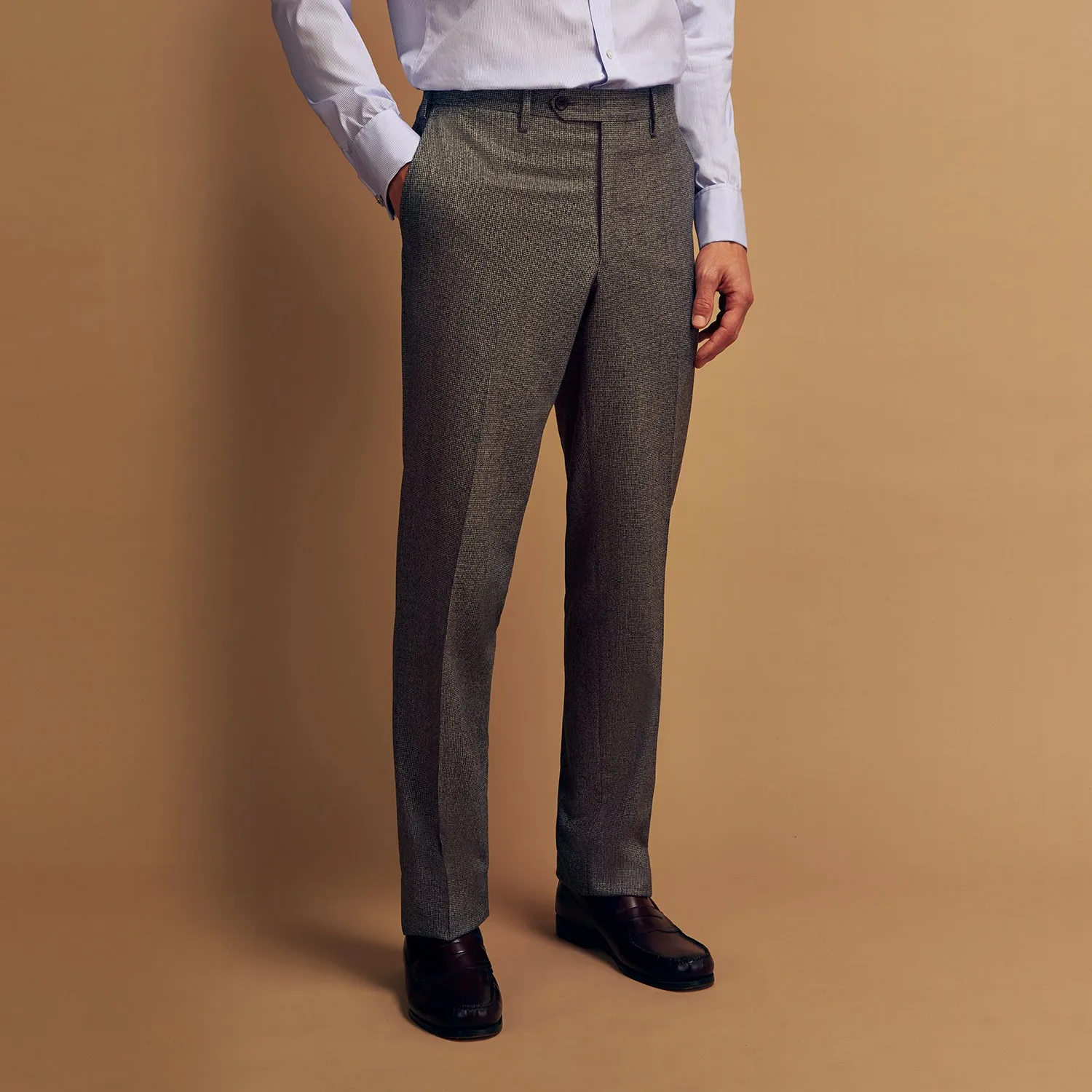 Grey Puppytooth Wool Manson Trouser