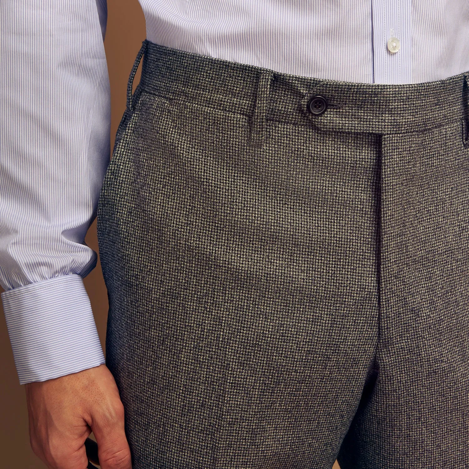 Grey Puppytooth Wool Manson Trouser