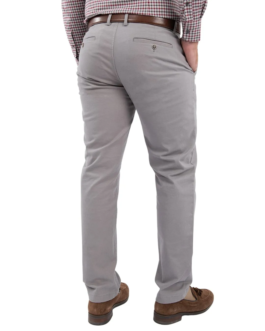 Grey Stretch Cotton Diamond Weave Chino Trousers