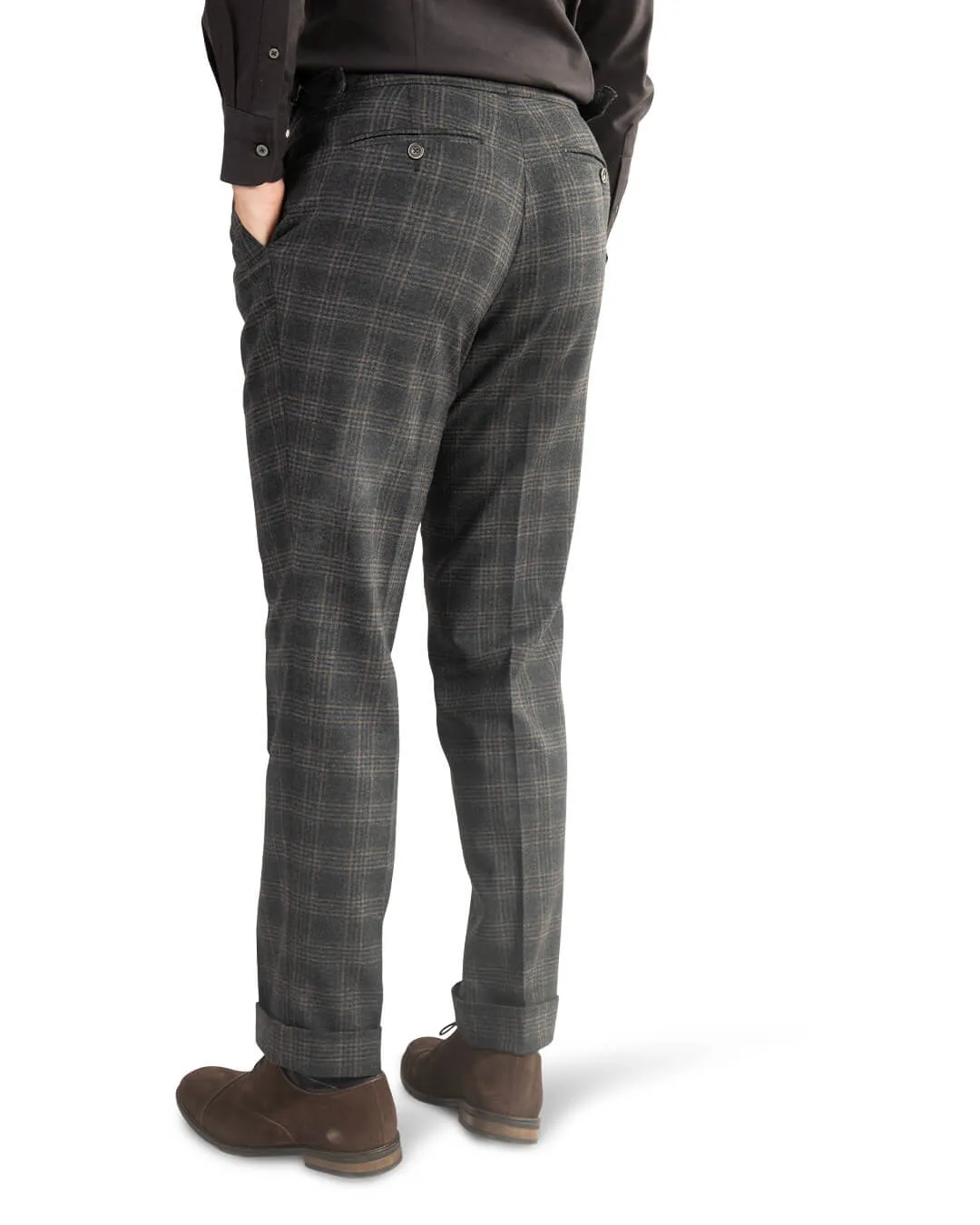 Grey With Brown Check Trousers