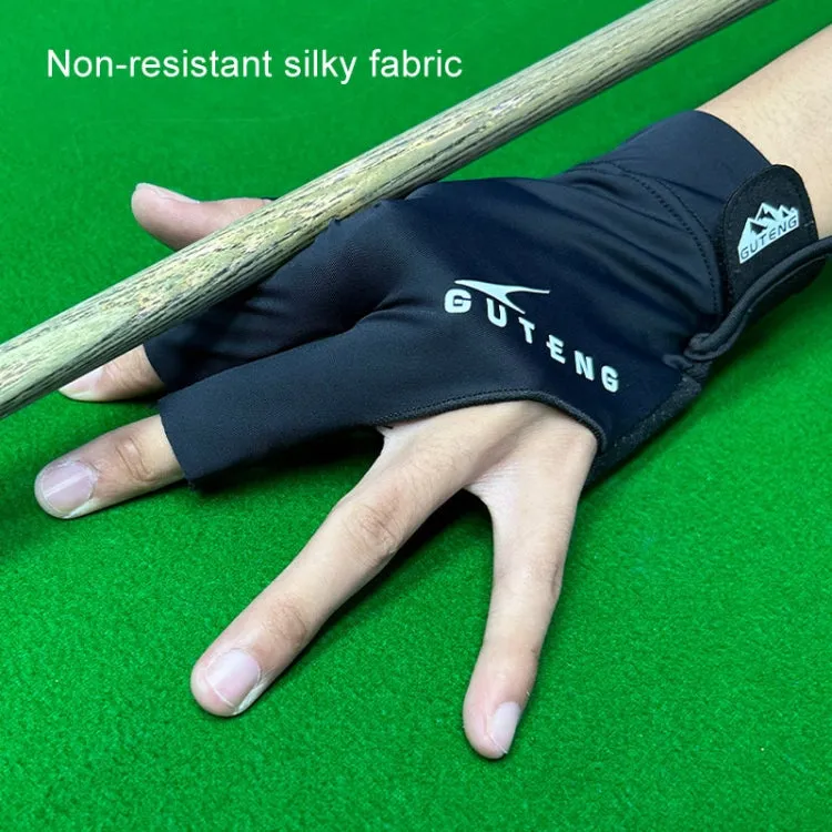 GUTENG Three Finger Thin Breathable Wear-Resistant Non-Slip Snooker Billiard Gloves, Style: Left Hand Full Finger (Printed Red)