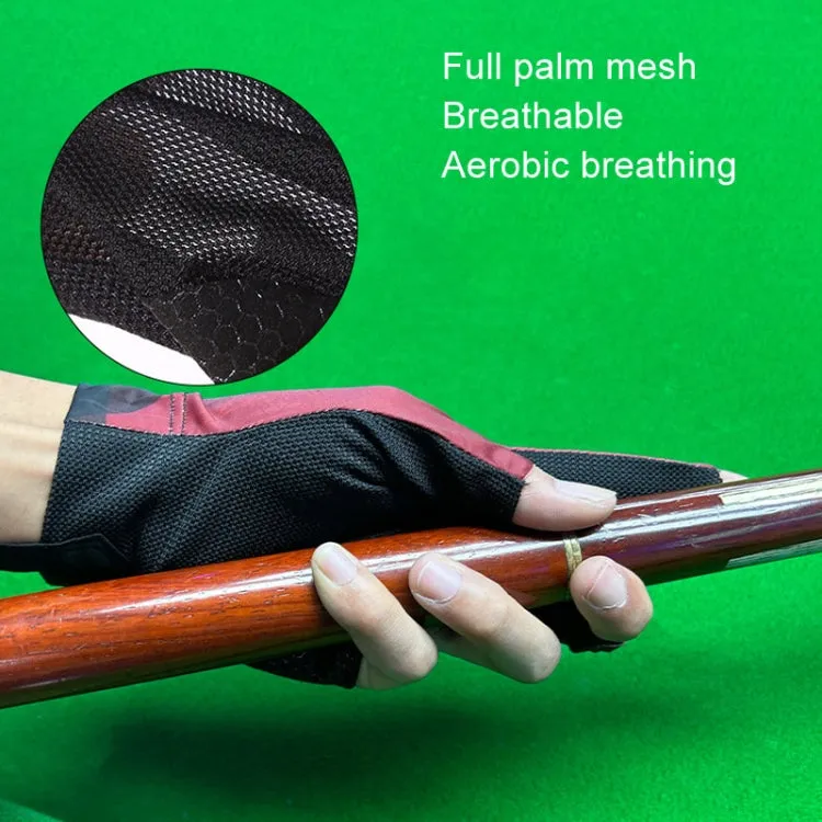 GUTENG Three Finger Thin Breathable Wear-Resistant Non-Slip Snooker Billiard Gloves, Style: Left Hand Full Finger (Printed Red)