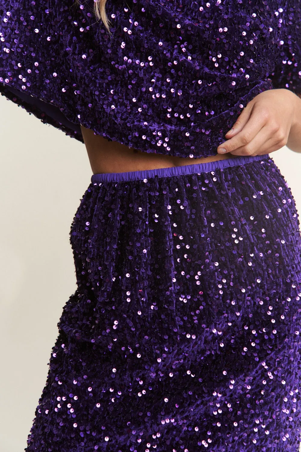 Hailey Sequin Back Slit Midi Skirt-Part of Matching Set