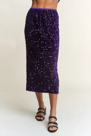 Hailey Sequin Back Slit Midi Skirt-Part of Matching Set