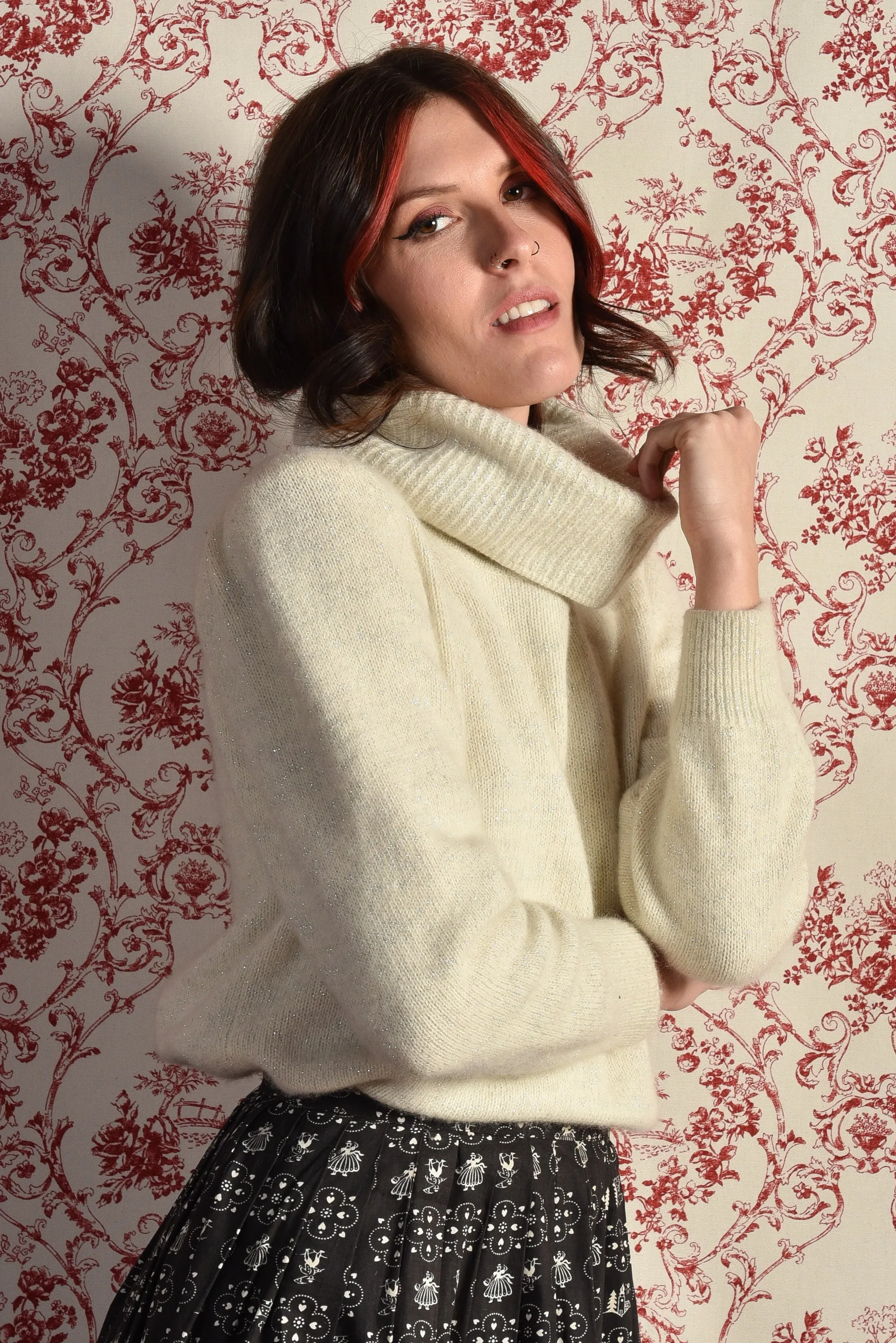 Halston 1980s Snowy Knit Turtleneck