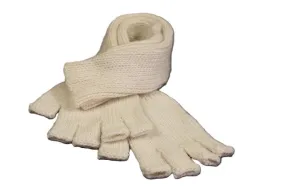 Hand knitted Alpaca Long Fingerless gloves - ivory