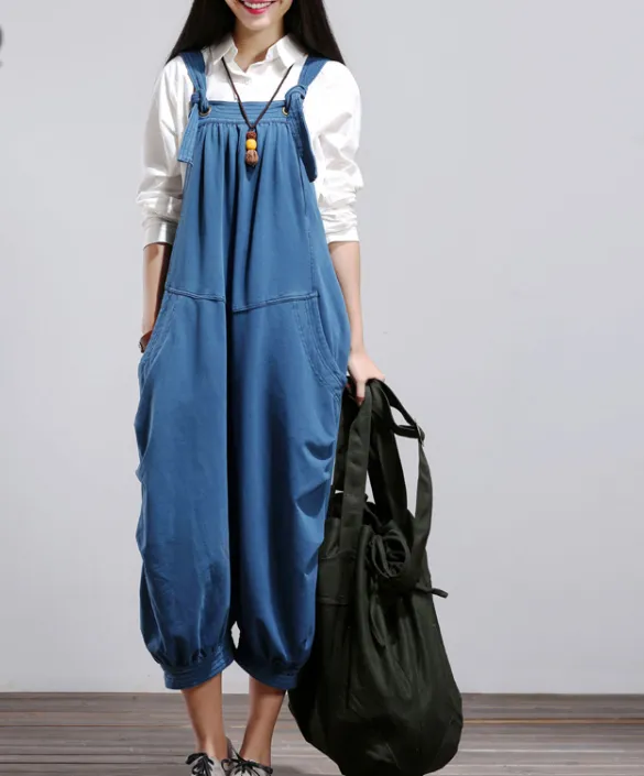 Handmade Denim Casual Spring Denim Overall Women Jumpsuits