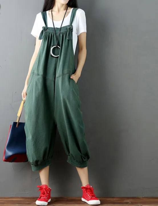 Handmade Denim Casual Spring Denim Overall Women Jumpsuits