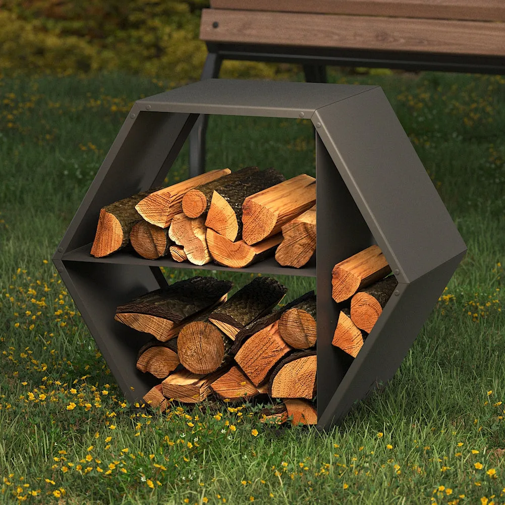 Heavy Duty Hexagon Rustic Honeycomb Log Rack