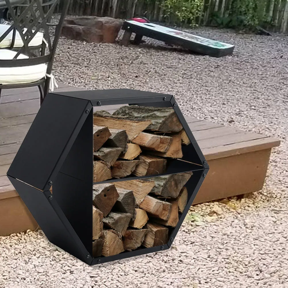 Heavy Duty Hexagon Rustic Honeycomb Log Rack