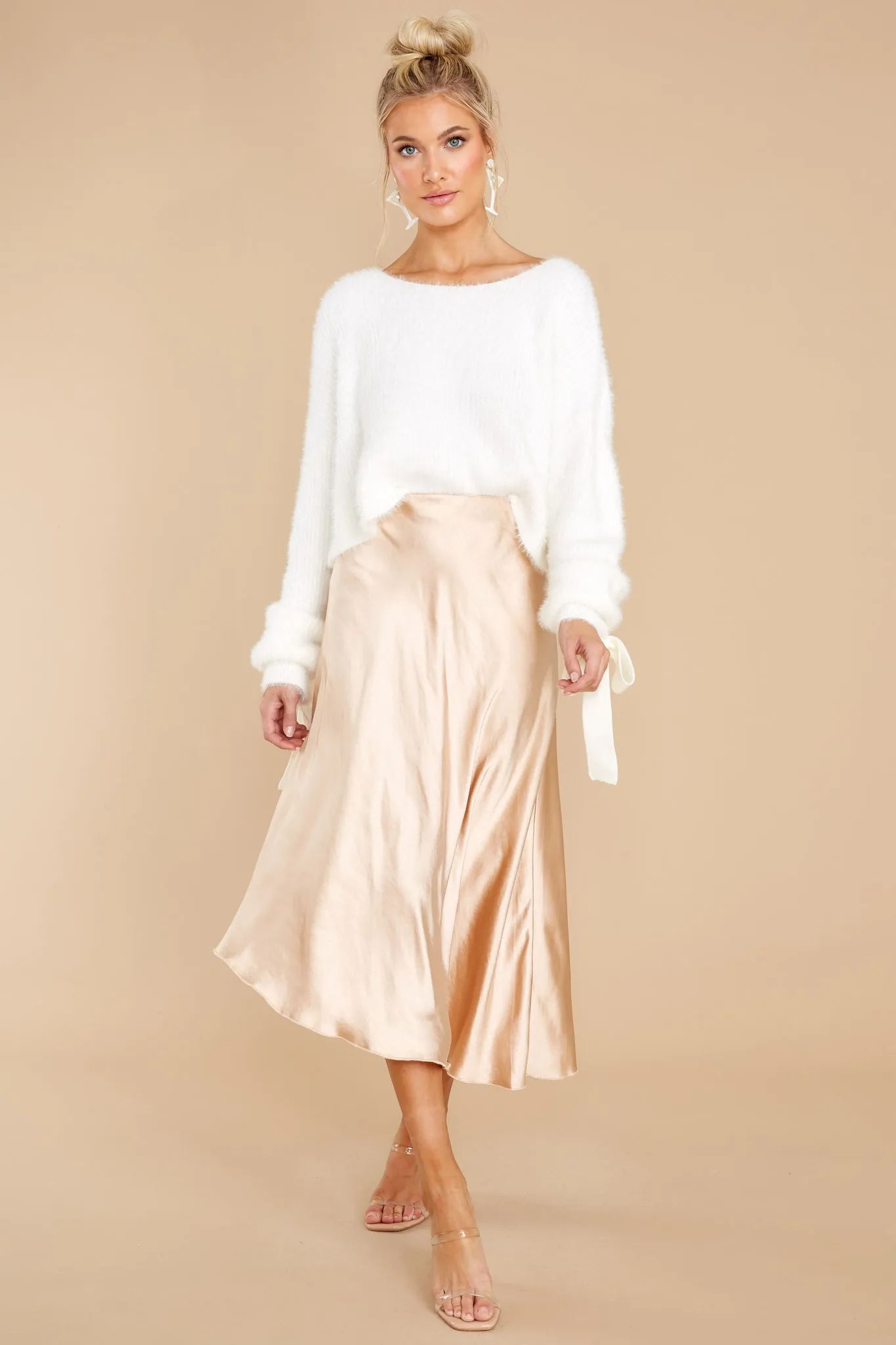 How To Go Viral Champagne Midi Skirt