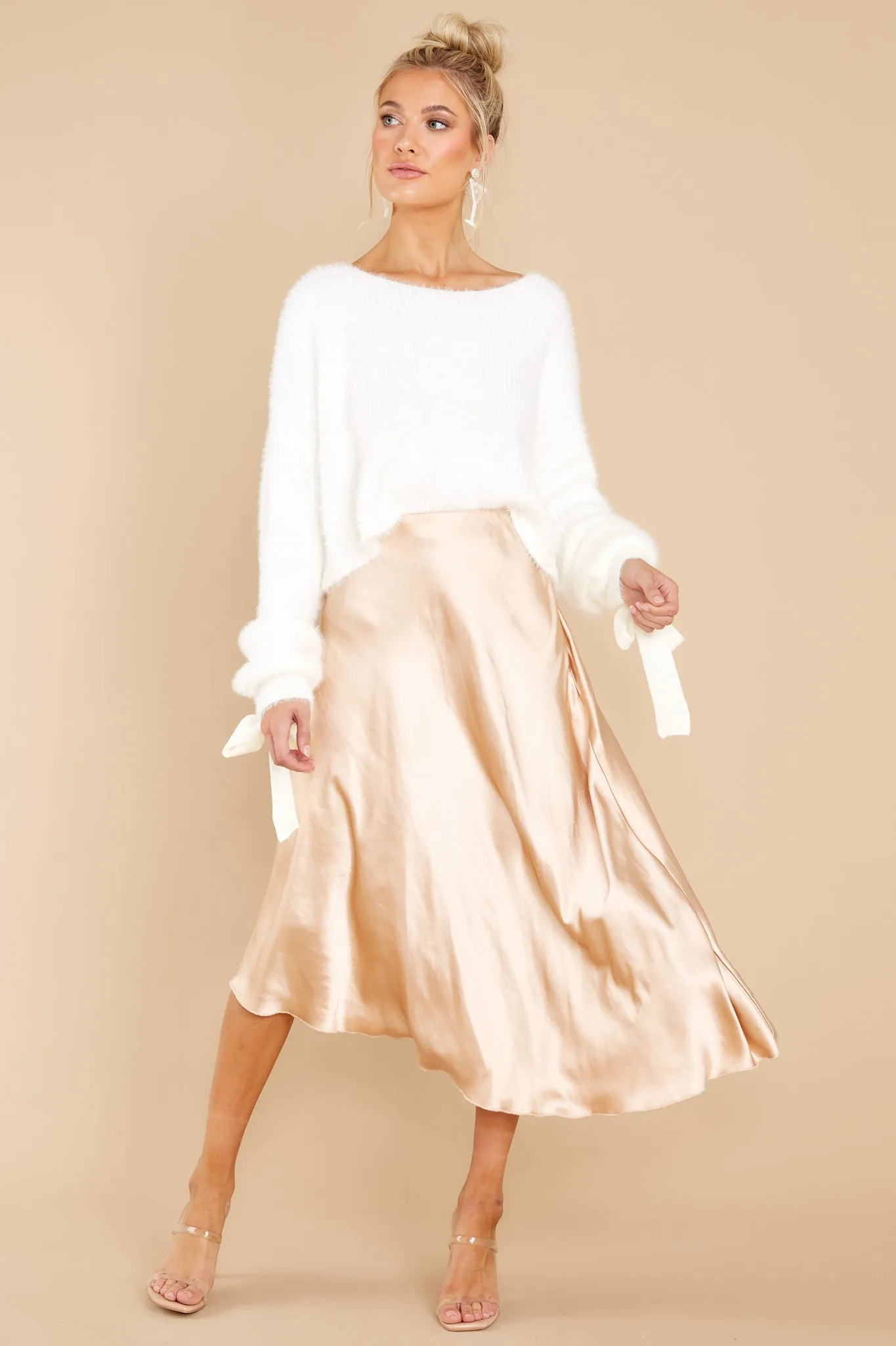 How To Go Viral Champagne Midi Skirt