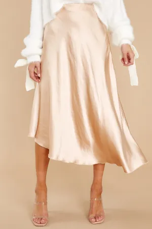 How To Go Viral Champagne Midi Skirt