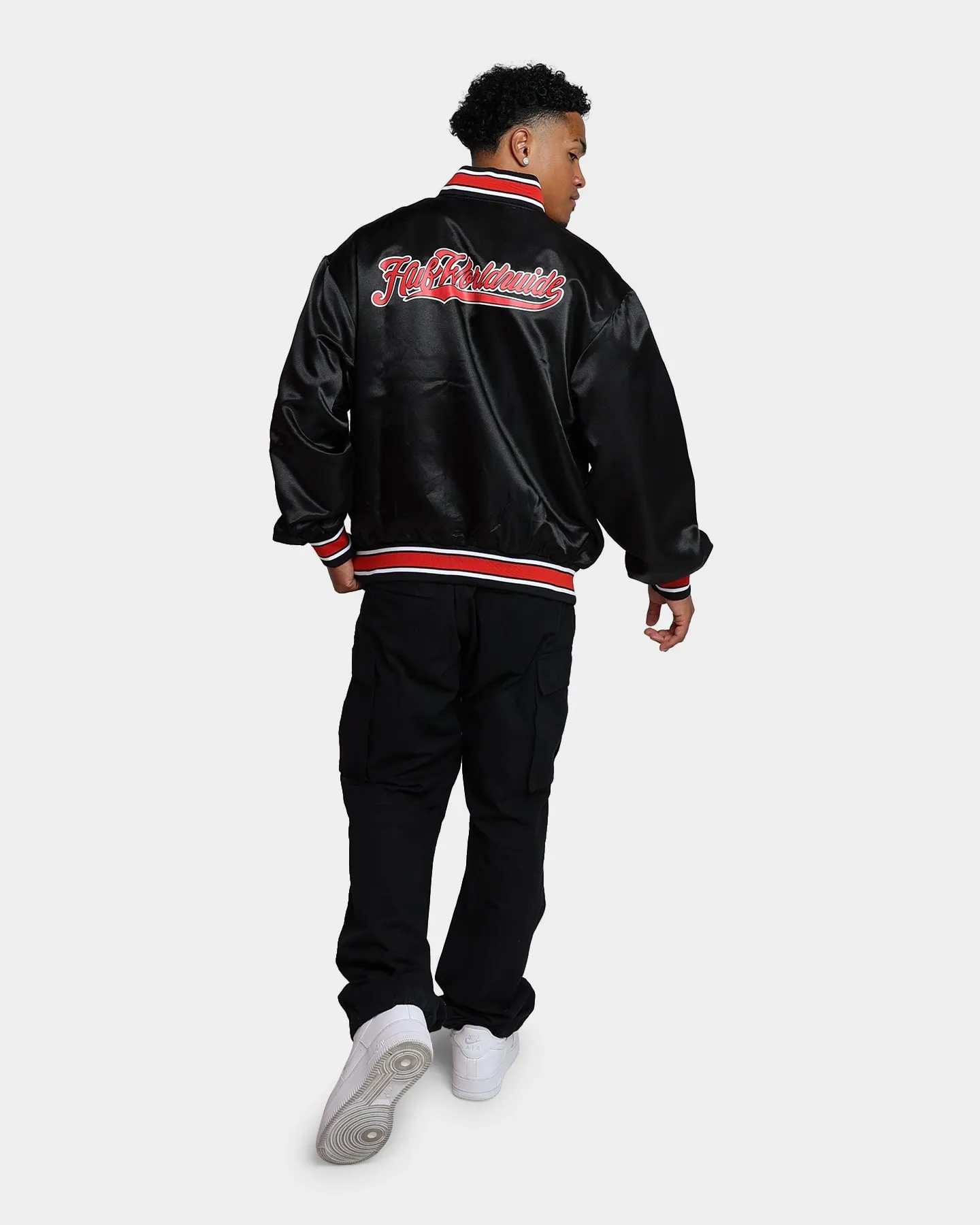 HUF Crackerjack Satin Baseball Jacket Black