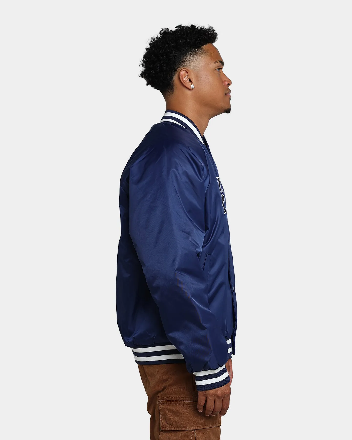 HUF Satin Baseball Jacket Navy