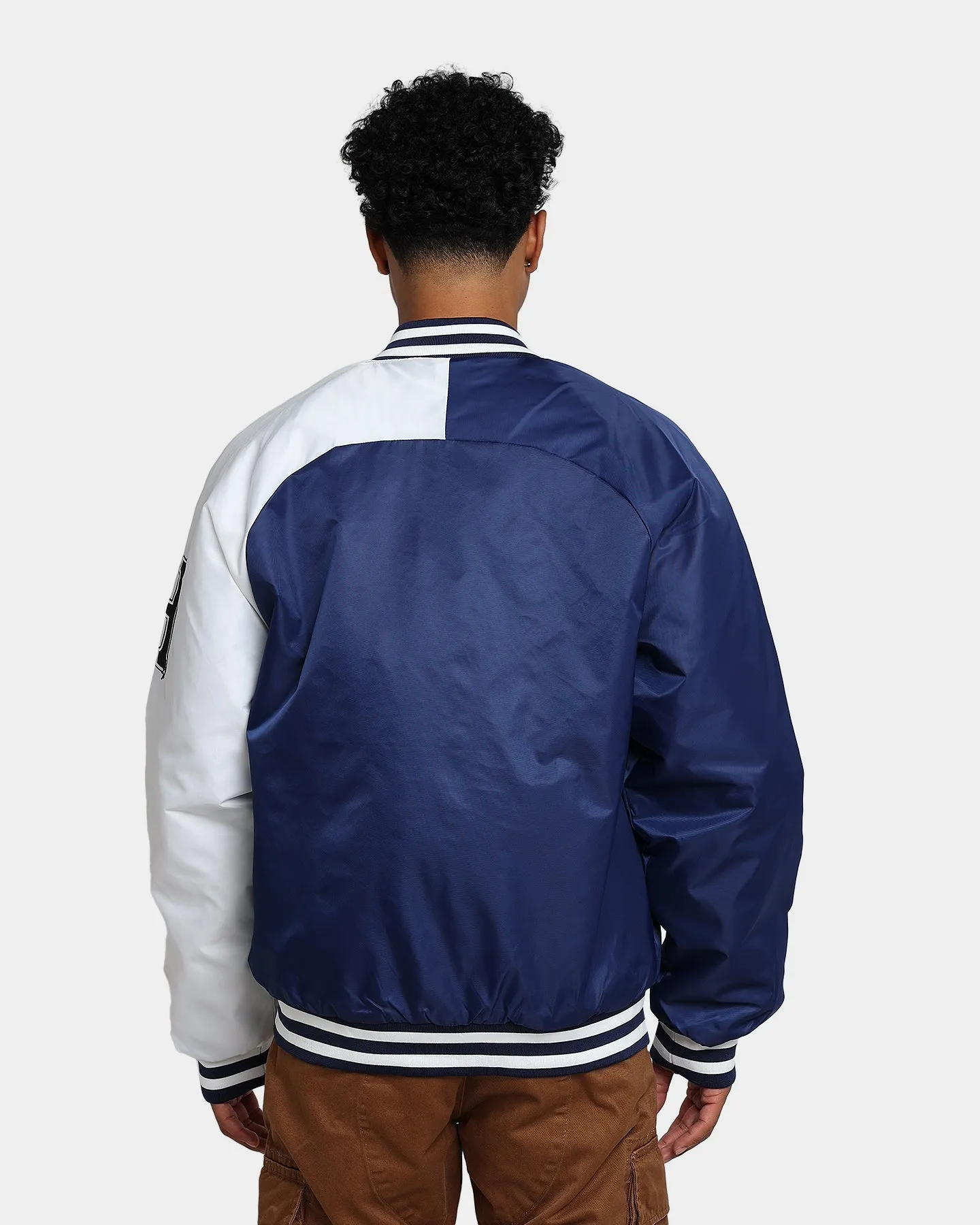 HUF Satin Baseball Jacket Navy