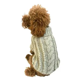 Irish Isle Handknit Mockneck Dog Sweater Silver