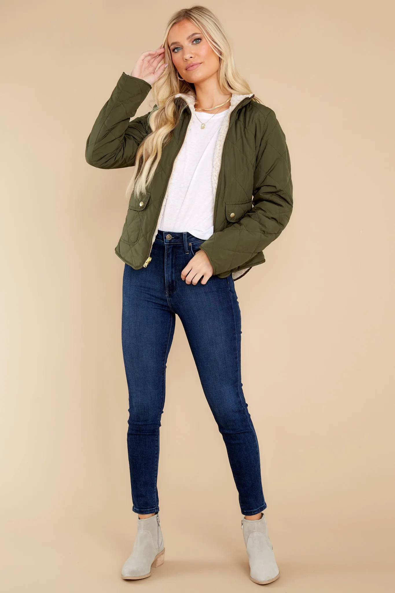 Irresistible Feeling Olive Reversible Jacket